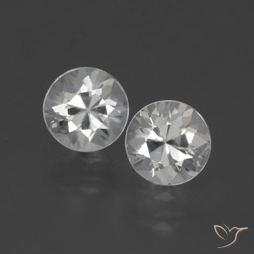 Par de Circón Circular a juego de 6,4mm - Peso 2,99 ct en total / promedio. 1,5 ct cada uno, piedra preciosa natural , color Blanco cálido con claridad vvs-vs, dureza Mohs 6.5 - 7.5 Adecuado para joyas de uso diario, Piedra natal de diciembre, Photo A