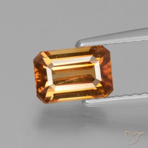 1.45ct Natural Medium Orange Zircon, Emerald Cut, VVS-VS
