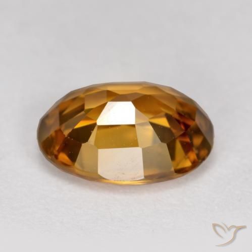 Zircon Gemstone in 8 x 6 mm (calibrated) Size for Sale, Zircon Stone in Medium-Dark Orange Color