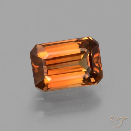 1.62ct Natural Medium Orange Zircon, Emerald Cut, VS