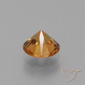 Zircon Gemstone in 7 mm (calibrated) Size for Sale, Zircon Stone in Medium Orange Color