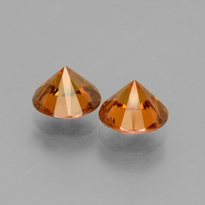 Zircon Gemstones in 7 mm (calibrated) Size for Sale, Zircon Stones in Medium Orange Color