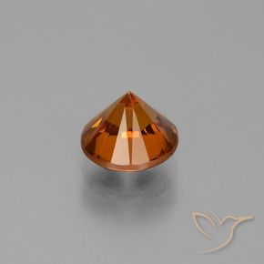 Zircon Gemstone in 6.5 mm (calibrated) Size for Sale, Zircon Stone in Medium-Dark Orange Color