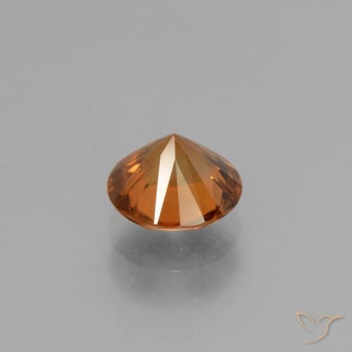 Zircon Gemstone in 7 mm (calibrated) Size for Sale, Zircon Stone in Brownish Orange Color