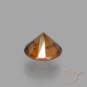 Zircon Gemstone in 6.5 mm (calibrated) Size for Sale, Zircon Stone in Amber Orange Color