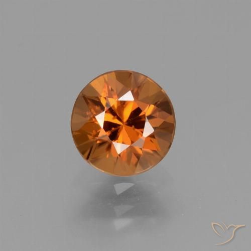 1.60ct Natural Medium Orange Zircon, Round, VVS