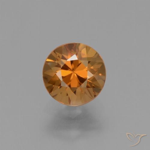 1.71ct Natural Medium Orange Zircon, Round, VVS-VS
