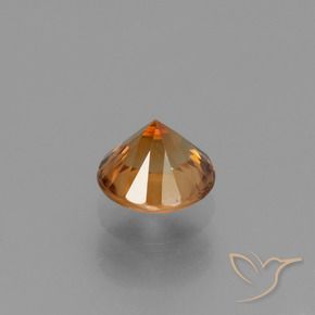 Zircon Gemstone in 6 mm (calibrated) Size for Sale, Zircon Stone in Orange Brown Color