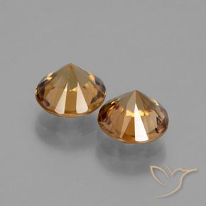 Zircon Gemstones in 7 mm (calibrated) Size for Sale, Zircon Stones in Medium Orange Color