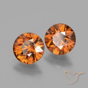 3.74 ctw Orange Zircon Stones, Natural Zircon in Diamond-Cut Shape for Sale