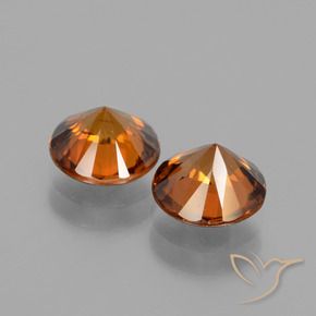 Zircon Gemstones in 7 mm (calibrated) Size for Sale, Zircon Stones in Medium-Dark Orange Color