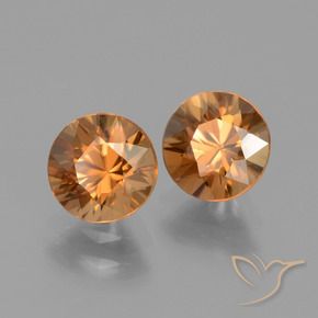 2.64 ctw Orange Zircon Stones, Natural Zircon in Diamond-Cut Shape for Sale