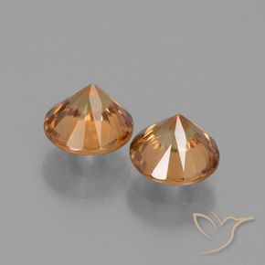 Zircon Gemstones in 6 mm (calibrated) Size for Sale, Zircon Stones in Deep Orange Color