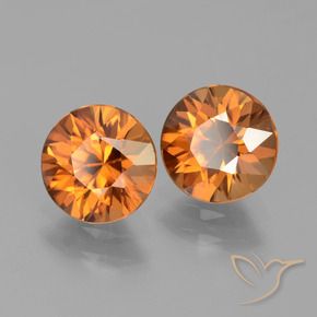 3.16 ctw Orange Zircon Stones, Natural Zircon in Diamond-Cut Shape for Sale