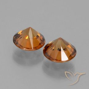 Zircon Gemstones in 6.5 mm (calibrated) Size for Sale, Zircon Stones in Deep Orange Color