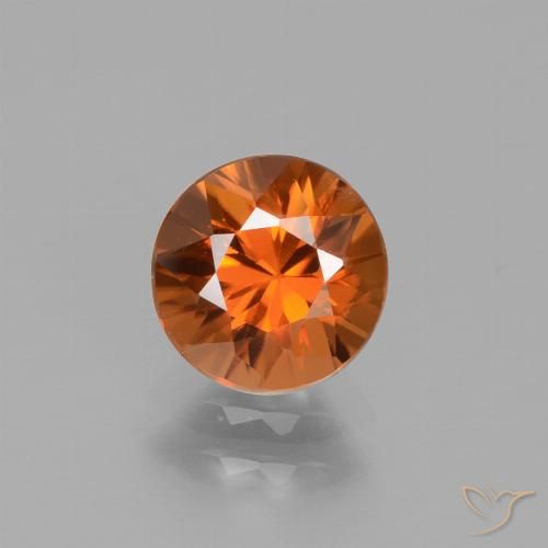 1.70ct Natural Medium Orange Zircon, Round, VVS-VS