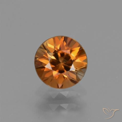 1.30ct Natural Medium Orange Zircon, Round, VVS-VS