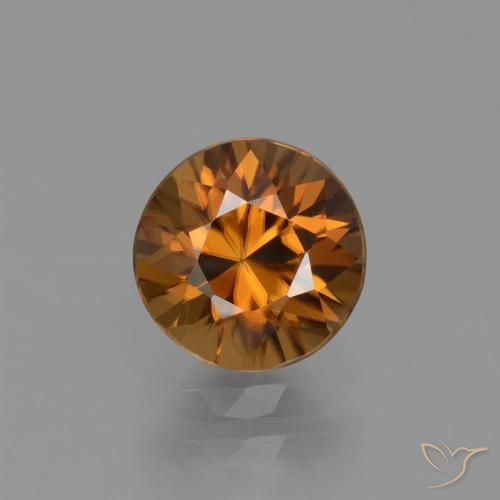1.60ct Natural Medium Orange Zircon, Round, VVS-VS