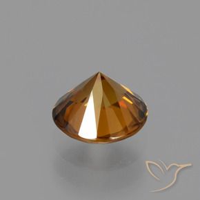 Zircon Gemstone in 6.5 mm (calibrated) Size for Sale, Zircon Stone in Medium Orange Color