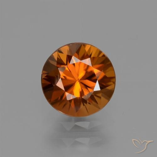 1.65ct Natural Medium Orange Zircon, Round, VVS-VS