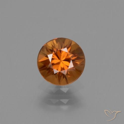 6,1mm runder oranger Zirkon aus Kambodscha, Gewicht von 1,22 ct, natürlicher Edelstein in VVS-VS Reinheit, 1 Stück runder Zirkon - Farbe: Tieforange, Mohs-Härte von 6,5 - 7,5 Geeignet für den täglichen Gebrauch im Schmuck, Dezember Geburtsstein, Photo A