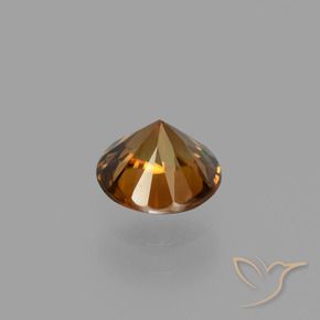 Zircon Gemstone in 6.5 mm (calibrated) Size for Sale, Zircon Stone in Deep Brownish Orange Color