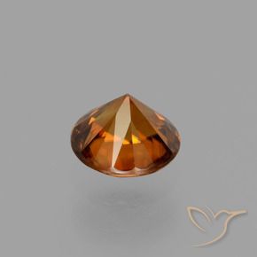 Zircon Gemstone in 6 mm (calibrated) Size for Sale, Zircon Stone in Amber Orange Color