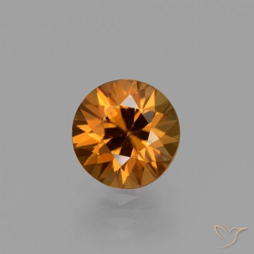 1.46ct Natural Medium Orange Zircon, Round, VVS-VS