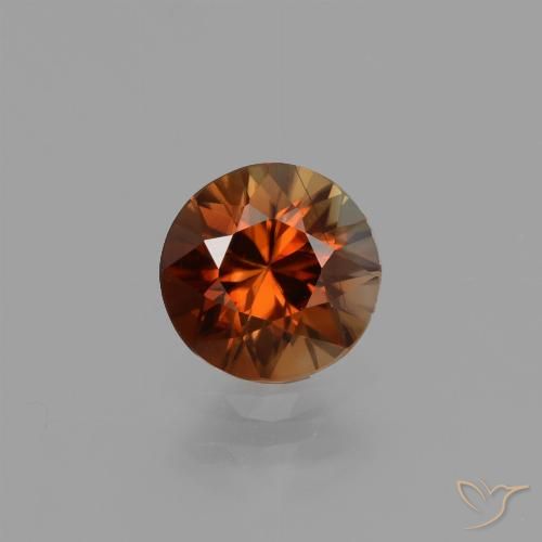 1.19ct Natural Deep Reddish Orange Zircon, Round, VVS-VS