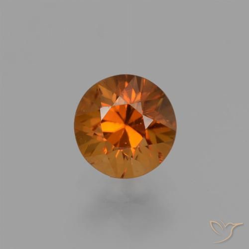 1.38ct Natural Medium-Dark Orange Zircon, Round, VVS-VS