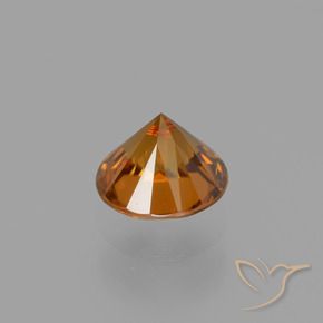 Zircon Gemstone in 6 mm (calibrated) Size for Sale, Zircon Stone in Medium-Dark Orange Color