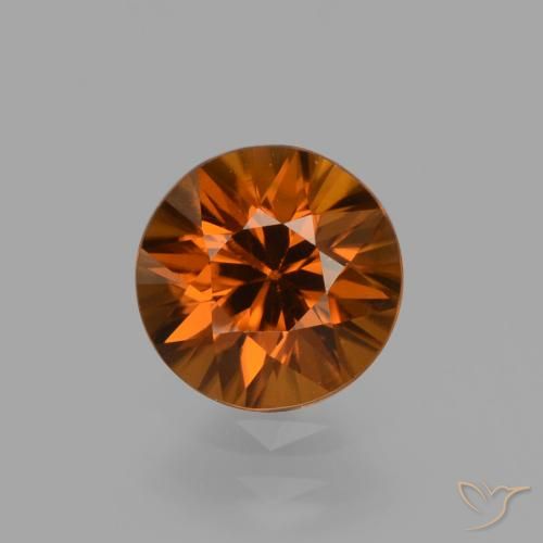 1.54ct Natural Dark Orange Zircon, Round, VVS-VS
