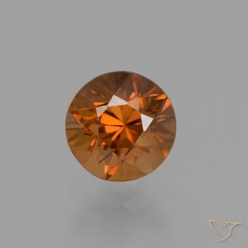 1.43ct Natural Medium-Dark Orange Zircon, Round, VVS-VS