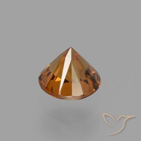 Zircon Gemstone in 6 mm (calibrated) Size for Sale, Zircon Stone in Medium-Dark Orange Color