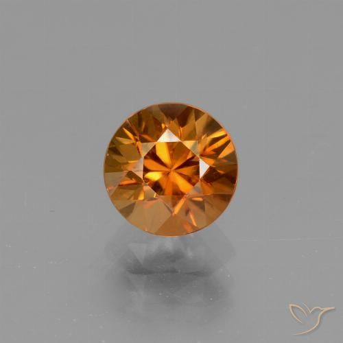 1.52ct Natural Yellowish Orange Zircon, Round, VVS-VS
