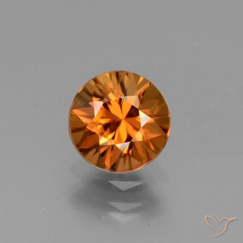 1.59ct Natural Deep Orange Zircon, Round, VVS-VS