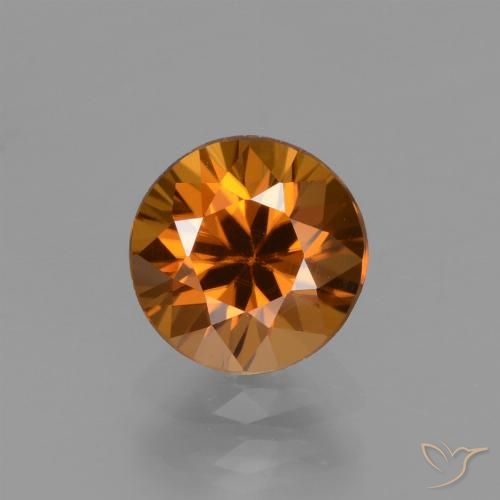 1.75ct Natural Medium-Dark Orange Zircon, Round, VVS
