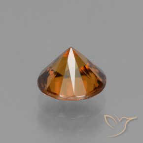 Zircon Gemstone in 6.5 mm (calibrated) Size for Sale, Zircon Stone in Medium-Dark Orange Color
