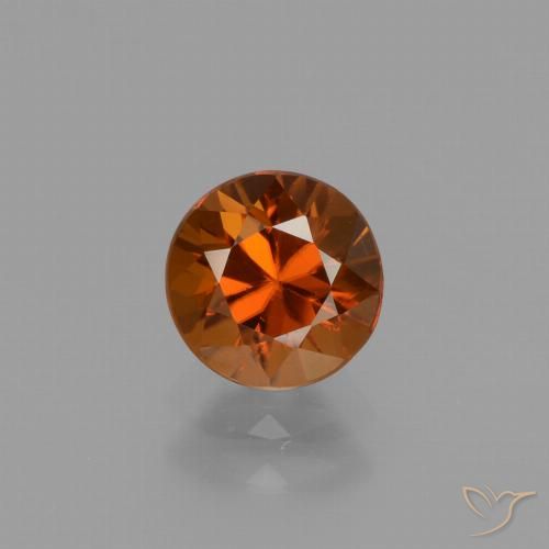 1.61ct Natural Deep Orange Zircon, Round, VVS-VS