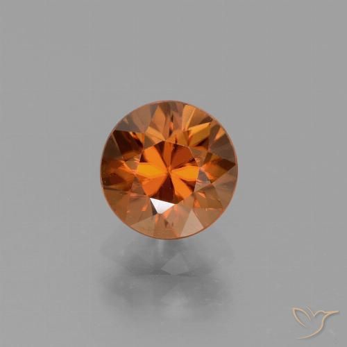 1.60ct Natural Deep Orange Zircon, Round, VVS-VS