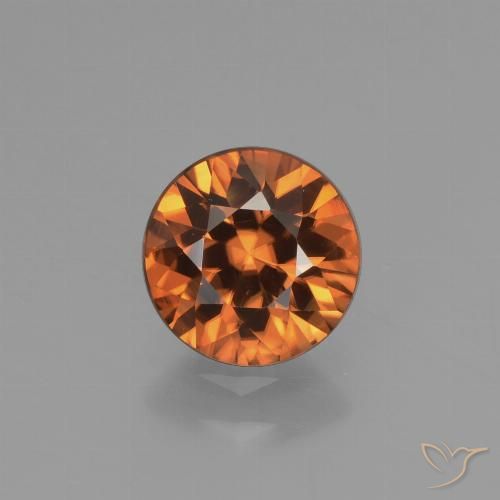 1.50ct Natural Medium Orange Zircon, Round, VVS-VS
