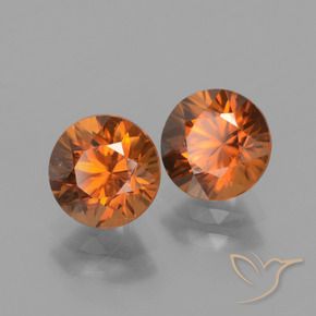 3.36 ctw Orange Zircon Stones, Natural Zircon in Diamond-Cut Shape for Sale