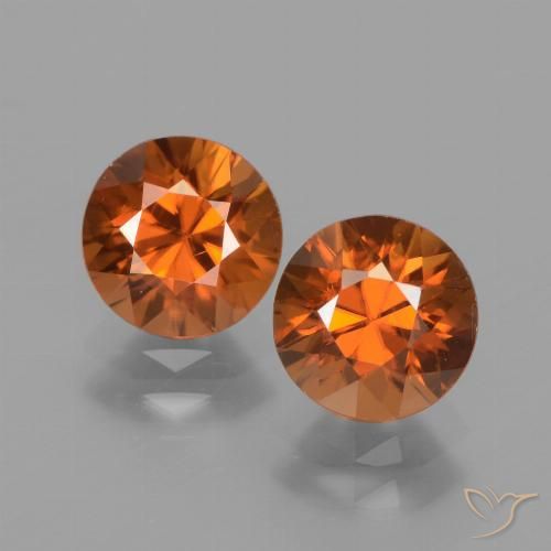 Circón naranja de 3,43 quilates, corte de diamante de 6,6 mm de Camboya, Photo A