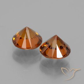 Zircon Gemstones in 6.5 mm (calibrated) Size for Sale, Zircon Stones in Medium Orange Color