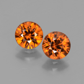 2.43 ctw Orange Zircon Gemstones, Zircon Gems in Diamond-Cut Shape for Sale.