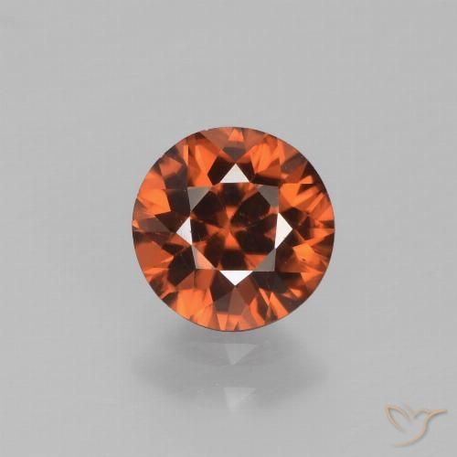 1.45ct Natural Deep Orange Zircon, Round, VVS-VS