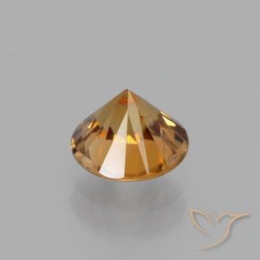 Zircon Gemstone in 6.5 mm (calibrated) Size for Sale, Zircon Stone in Medium Orange Color