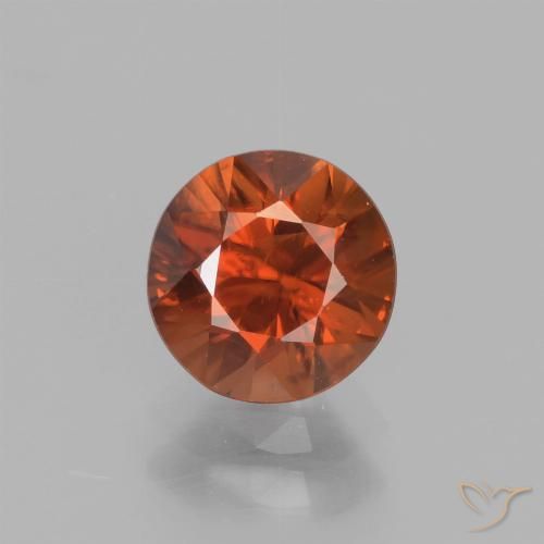 1.71ct Natural Dark Orange Zircon, Round, VS