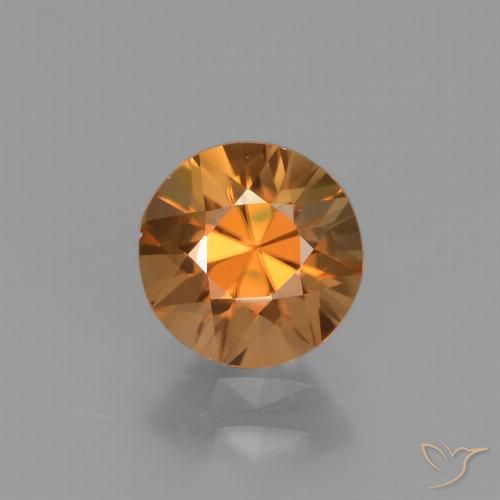 1.59ct Natural Medium Orange Zircon, Round, VVS