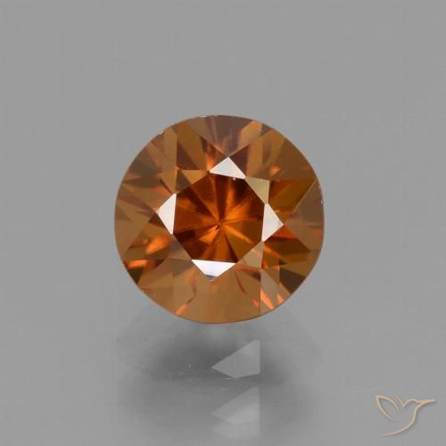 1.66ct Natural Deep Orange Zircon, Round, VVS